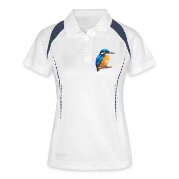 Königsfischer Farbenspiel - Frauen Polo atmungsaktiv - Weiß/Navy - Vorne
