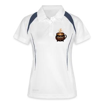 Coffee Witch Hexenkessel T-Shirt Kaffee Geist - Frauen Polo atmungsaktiv - Weiß/Navy - Vorne