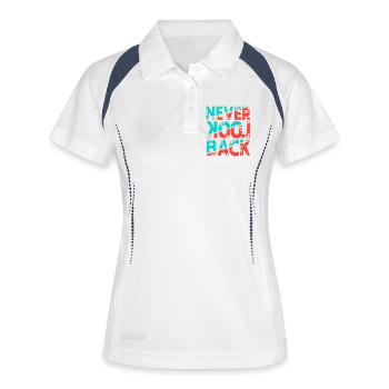 Never Look Back – Retro Typography Statement Design - Women's Polo breathable - white/navy - Front
