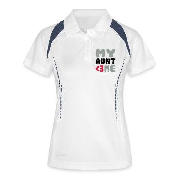 My aunt loves me - Meine Tante liebt mich - Frauen Polo atmungsaktiv - Weiß/Navy - Vorne