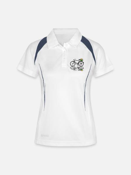 bicyclette - Polo respirant Femme - blanc/marine