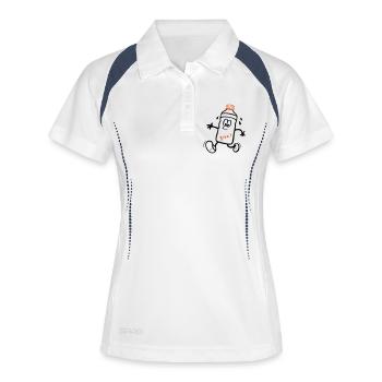 Sportler, Jogger - Frauen Polo atmungsaktiv - Weiß/Navy - Vorne