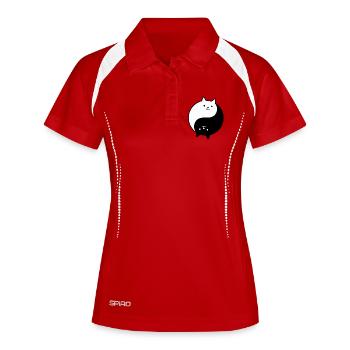 Chat Yin Yang - Polo respirant Femme - blanc/marine - Devant