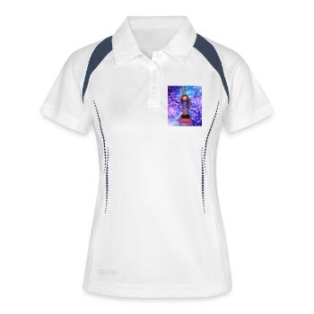 Glitzerstern Figurensommer - Frauen Polo atmungsaktiv - Weiß/Navy - Vorne