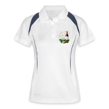 dans ma cuisine Je suis Chef Wine Glass Bottle - Polo respirant Femme - blanc/marine - Devant