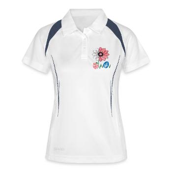 Fleur aux œufs de Pâques, Joyeuses Pâques - Polo respirant Femme - blanc/marine - Devant