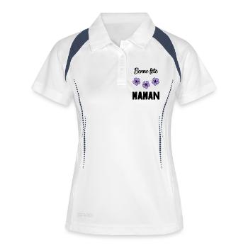 MAMAN. FÊTE DES MÈRES. BONNE FÊTE MAMAN. JE T'AIME - Polo respirant Femme - blanc/marine - Devant