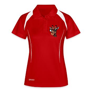 Cartoon Comic Giraffe Design - Frauen Polo atmungsaktiv - Weiß/Navy - Vorne
