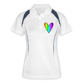 HERZ. HERZ. HEILIGER VALENTINSTAG. LIEBE. LIEBE. PAAR. - Frauen Polo atmungsaktiv - Weiß/Navy - Vorne