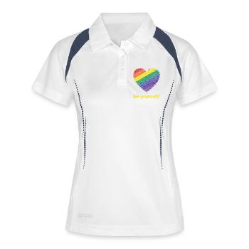 Pride Month LGBTQ - Sei du selbst - Frauen Polo atmungsaktiv - Weiß/Navy - Vorne