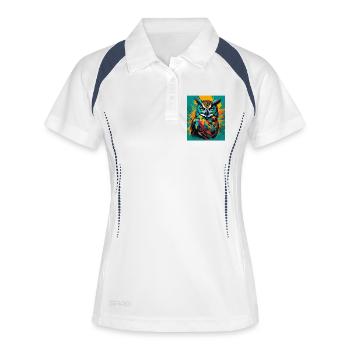 Eule - Frauen Polo atmungsaktiv - Weiß/Navy - Vorne