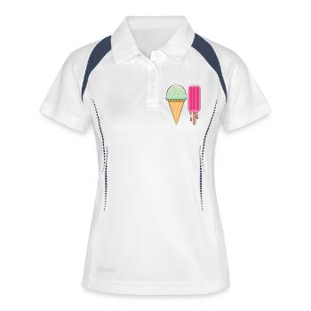 Ich mag Eis - Frauen Polo atmungsaktiv - Weiß/Navy - Vorne