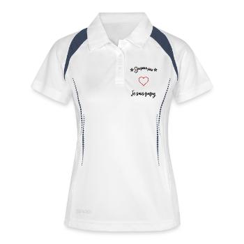 PAPY. FÊTE DES PÈRES. BONNE FÊTE PAPY. JE T'AIME. - Polo respirant Femme - blanc/marine - Devant