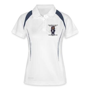 Heute möchte ich was mit Menschen machen, Schubsen - Frauen Polo atmungsaktiv - Weiß/Navy - Vorne