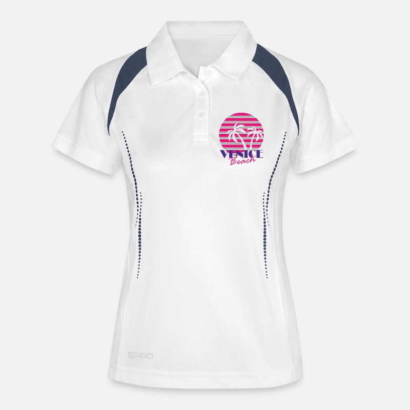 Venice Beach with palm trees - Women's Polo breathable - white/navy