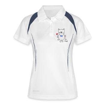 Katze und Maus - Frauen Polo atmungsaktiv - Weiß/Navy - Vorne