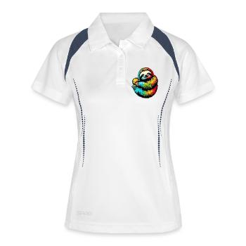 Faultier - Frauen Polo atmungsaktiv - Weiß/Navy - Vorne