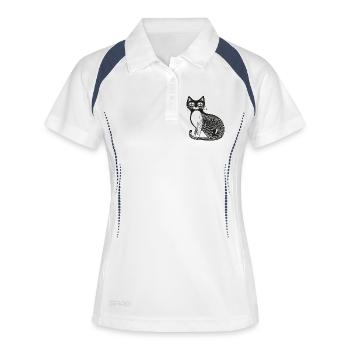 Chat - Polo respirant Femme - blanc/marine - Devant