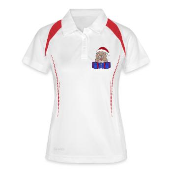 Mignon chat Père Noël - Polo respirant Femme - blanc/marine - Devant