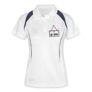 18. 18 ANS. 18e ANNIVERSAIRE. ANNIVERSAIRE 18 ANS. - Polo respirant Femme - blanc/marine - Devant