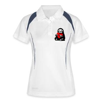 Faultier - Frauen Polo atmungsaktiv - Weiß/Navy - Vorne