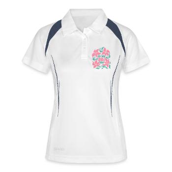 Années 30 pour anniversaire fille femme fleurs - Polo respirant Femme - blanc/marine - Devant