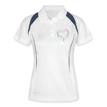 Coeurs Arc-en-ciel - Amour - Polo respirant Femme - blanc/marine - Devant