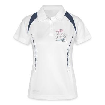 Osterhasen - Frauen Polo atmungsaktiv - Weiß/Navy - Vorne