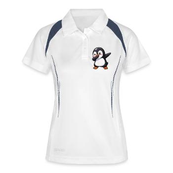 Süßer Pinguin Dab Tanz Gamer Kawaii Cartoon  - Frauen Polo atmungsaktiv - Weiß/Navy - Vorne