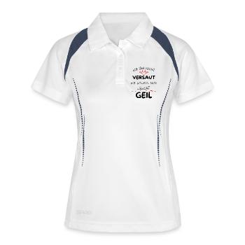 Ich bin nicht versaut ich werde nur leicht Geil - Frauen Polo atmungsaktiv - Weiß/Navy - Vorne