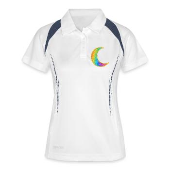 Conception de paillettes de lune arc-en-ciel - Polo respirant Femme - blanc/marine - Devant