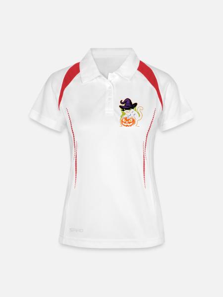 Wizard Cat and Luminous Pumpkin - Women's Polo breathable - white/navy
