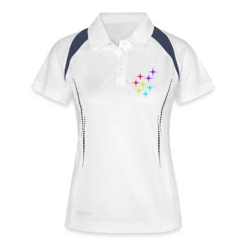 Bunte Sterne sparkle Muster - Frauen Polo atmungsaktiv - Weiß/Navy - Vorne