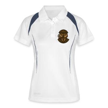 Hibou en costume marron et cigare - Polo respirant Femme - blanc/marine - Devant