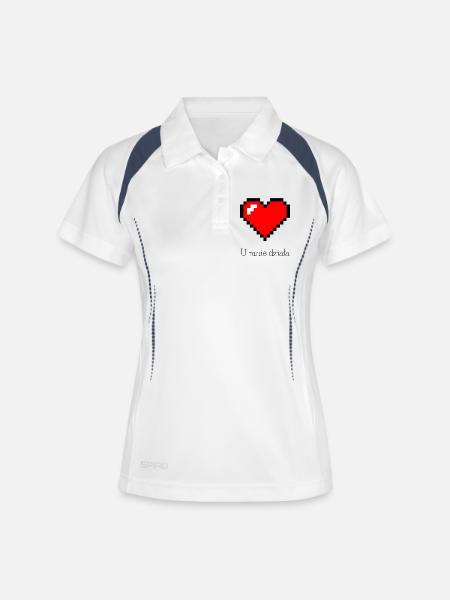 Pixelated red cheese on black background - Women's Polo breathable - white/navy
