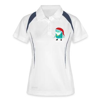 Retro Spielkonsole mit Santa Claus Weihnachtsmütze - Frauen Polo atmungsaktiv - Weiß/Navy - Vorne