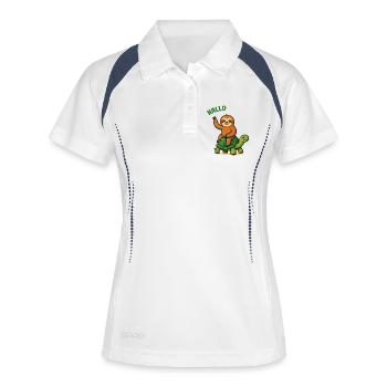 Bonjour paresseux sur la tortue - Polo respirant Femme - blanc/marine - Devant