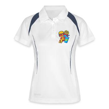 Fastfood-Combo Illustration - Frauen Polo atmungsaktiv - Weiß/Navy - Vorne