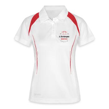 1.EBV Logo Voll - Frauen Polo atmungsaktiv - Weiß/Navy - Vorne