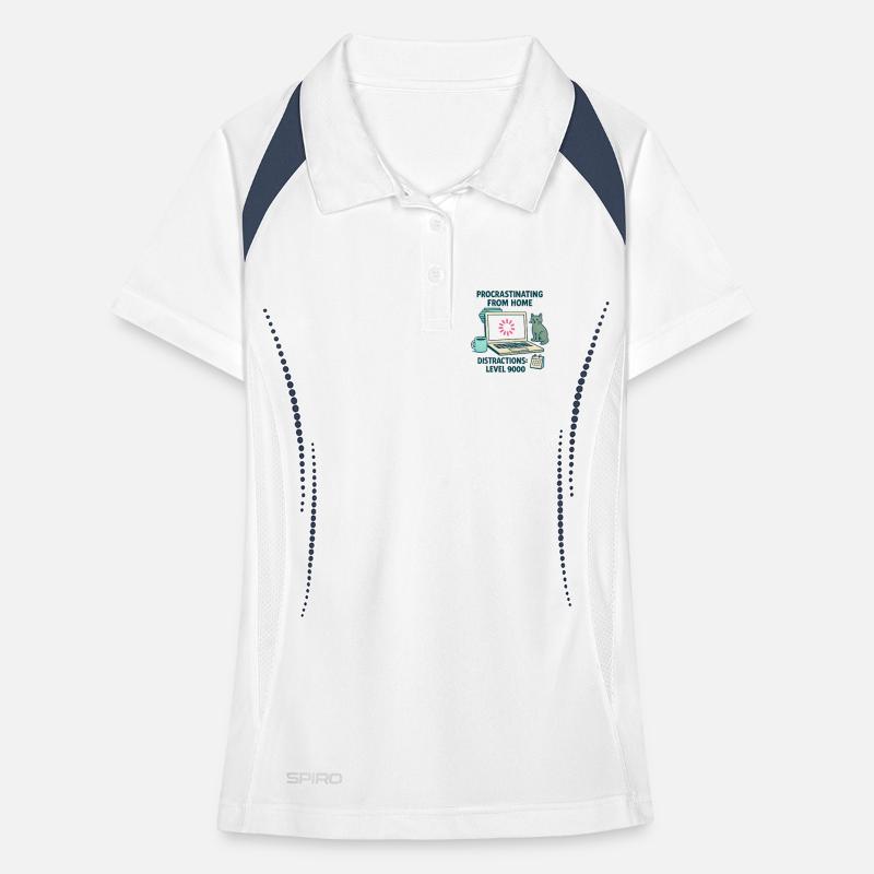 Humor Procrastination Telecommuting Chat and Coffee Women's Polo breathable