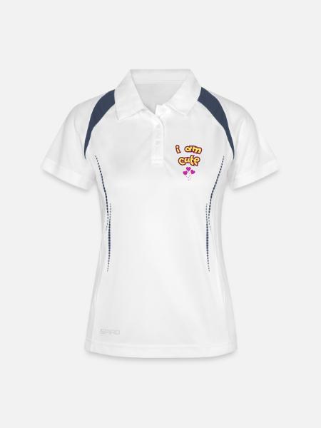 I AM CUTE - Women's Polo breathable - white/navy