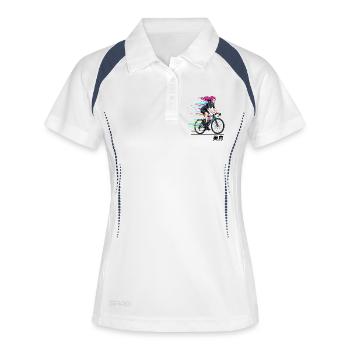 Cycliste sprint néon - Polo respirant Femme - blanc/marine - Devant