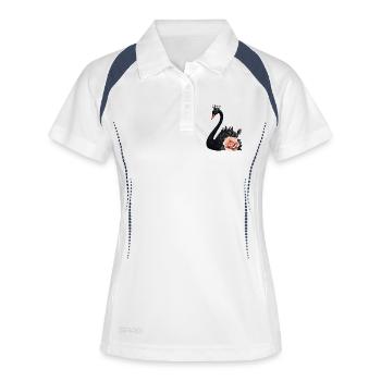 Schwarzer Schwan, gekrönt mit Rose - Frauen Polo atmungsaktiv - Weiß/Navy - Vorne