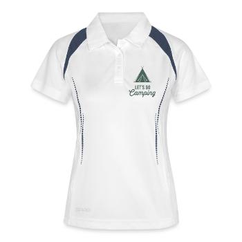 Let’s Go Camping – Outdoor Adventure Style - Frauen Polo atmungsaktiv - Weiß/Navy - Vorne