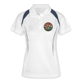 Kreislandschaft Berge im Sonnenuntergang - Frauen Polo atmungsaktiv - Weiß/Navy - Vorne