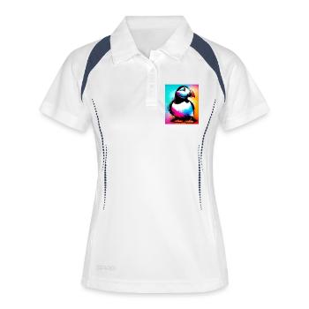 Papageitaucher - Frauen Polo atmungsaktiv - Weiß/Navy - Vorne