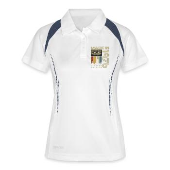 1976 geboren Jahrgang Vintage Geburtstag Geschenk - Frauen Polo atmungsaktiv - Weiß/Navy - Vorne