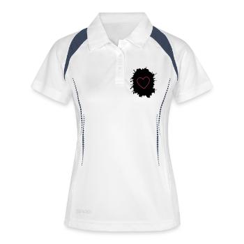 Contour en cœur rose néon sur fond noir - Polo respirant Femme - blanc/marine - Devant