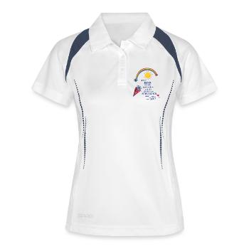 Schulkind  - Frauen Polo atmungsaktiv - Weiß/Navy - Vorne
