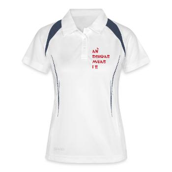 An Schoas muas i. Nen Scheiß muss ich auf bayrisch - Frauen Polo atmungsaktiv - Weiß/Navy - Vorne